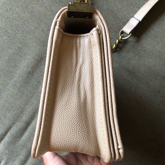 Cream Quilted Crossbody Chain Shoulder Bag Purse - Picture 10 of 13